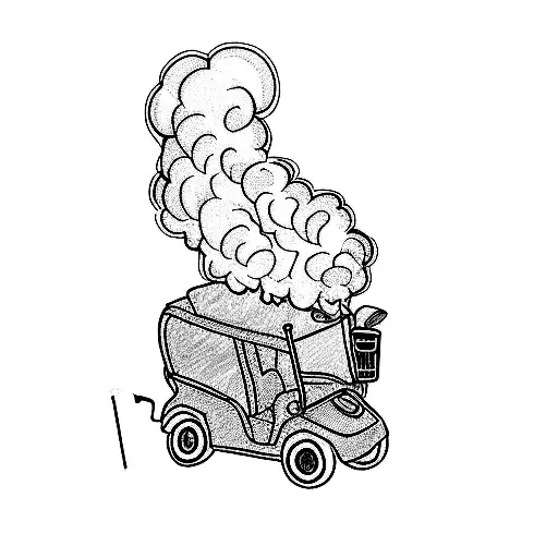 A Golf Cart With Smoke Coming Out Of It