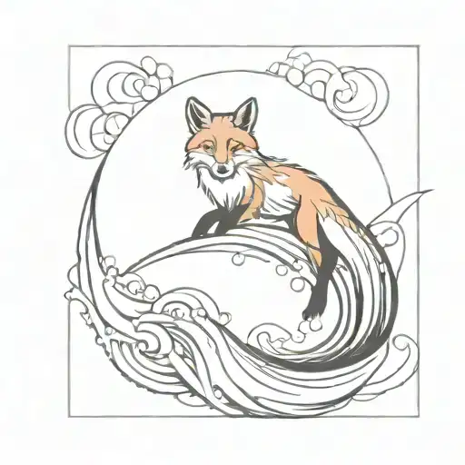 Fox And Ocean Wave Breaking