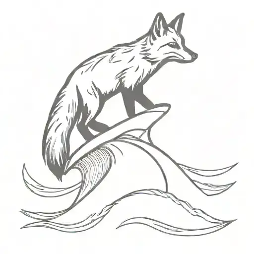 Fox And Ocean Wave Surfing
