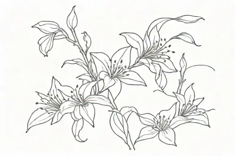 Fine Line Honeysuckle Tattoo With No Shading For Side Of Ribs Extremely Simple