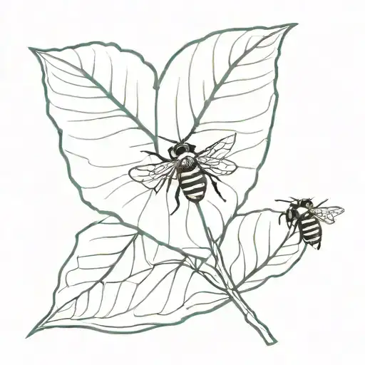 Hazel Tree Leaf With Bee On It