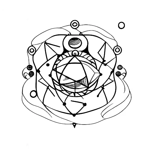 Symbol Of Capricorn And The Planet Saturn With Some Dots