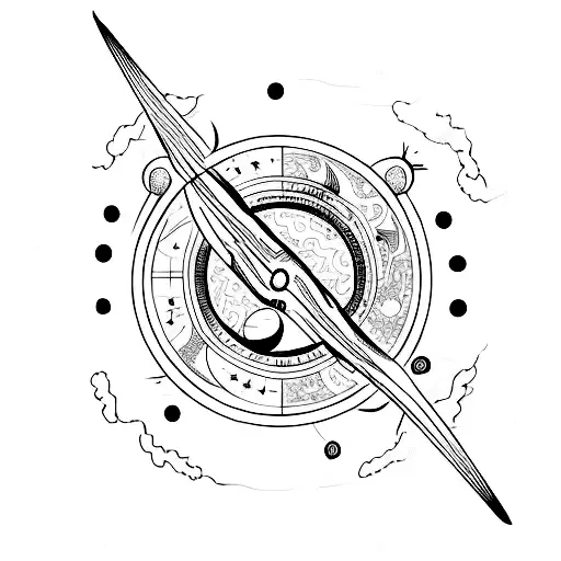 Celestial Map With A Crescent Moon And A Cross