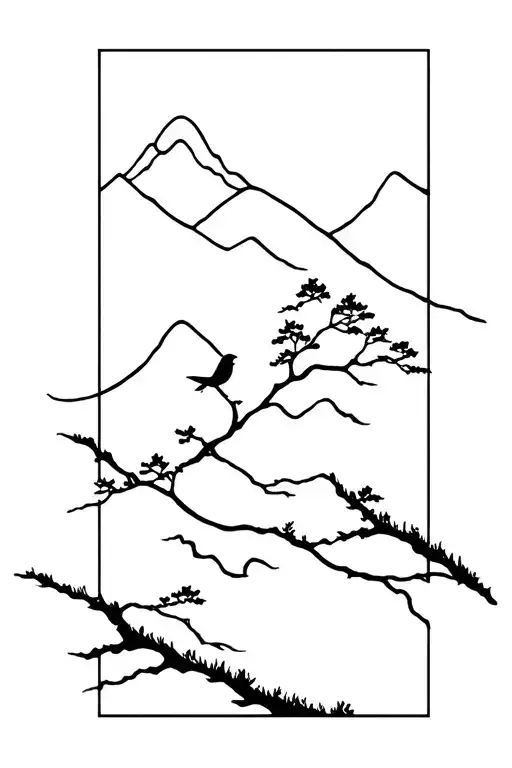 Bird Shaped Like Trees And Mountains