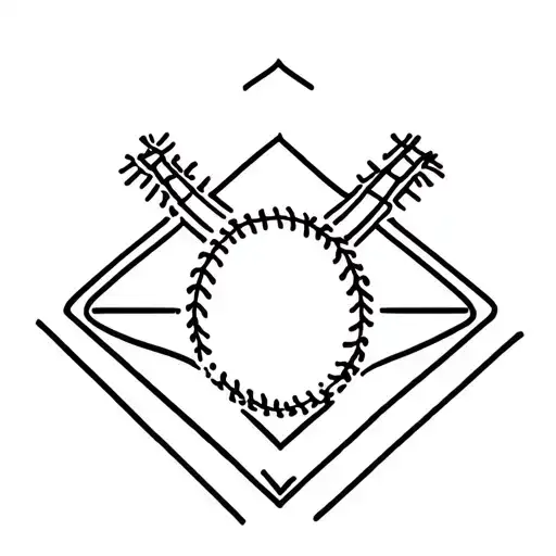 Minimalist Line Drawing Baseball Diamond