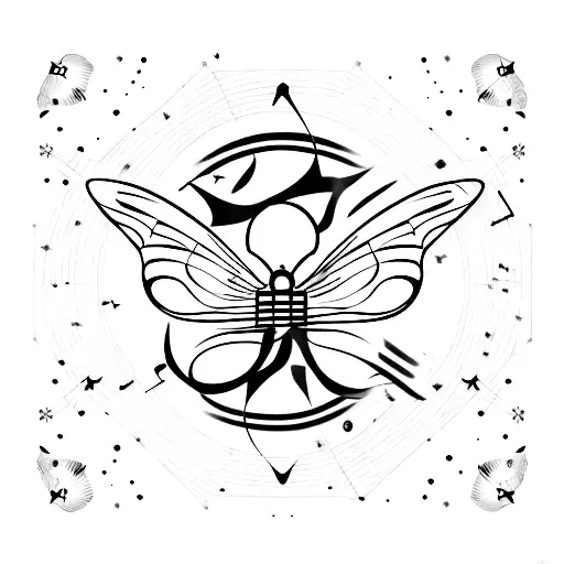 A Butterfly Constellation Merging With A Sheet Music Staff