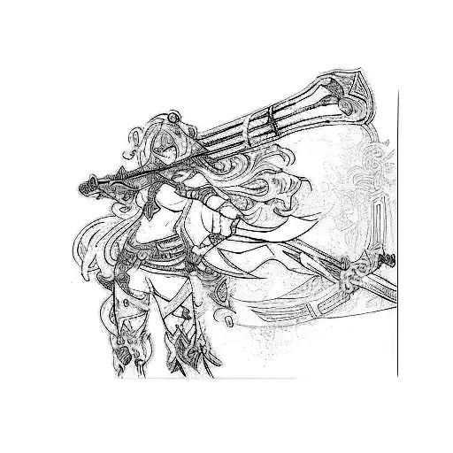 A Woman Holding A Sword