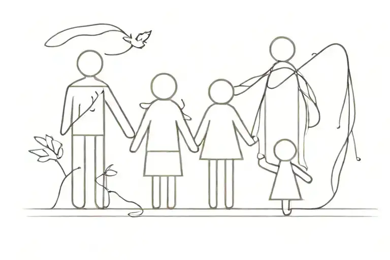 A Family Of 4 Meeples Composed By A Father A Mother A Daughter And A Son