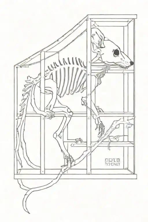 Rat Skeleton In A Cage