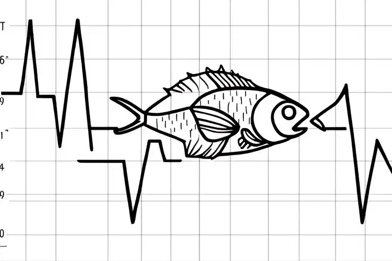 Jesus Fish Symbol With Ekg Line Inside