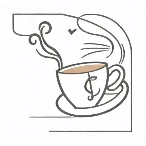 A Minimalist Tattoo Of A Coffee Cup With Musical Notes Floating Out Of It