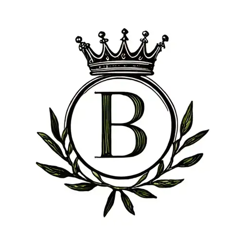 Letter B With A Crown On Top Inside Of An Olive Branch Circle