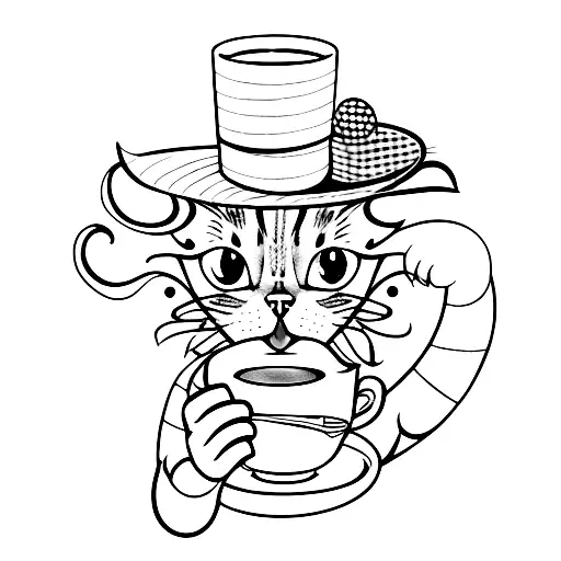 A Stylish Cat Wearing A Beret Enjoying A Cup Of Coffee