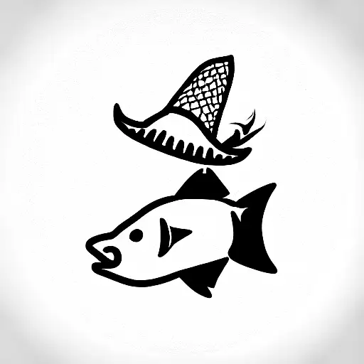 Bull Whith A Fish And A Mexican Hat