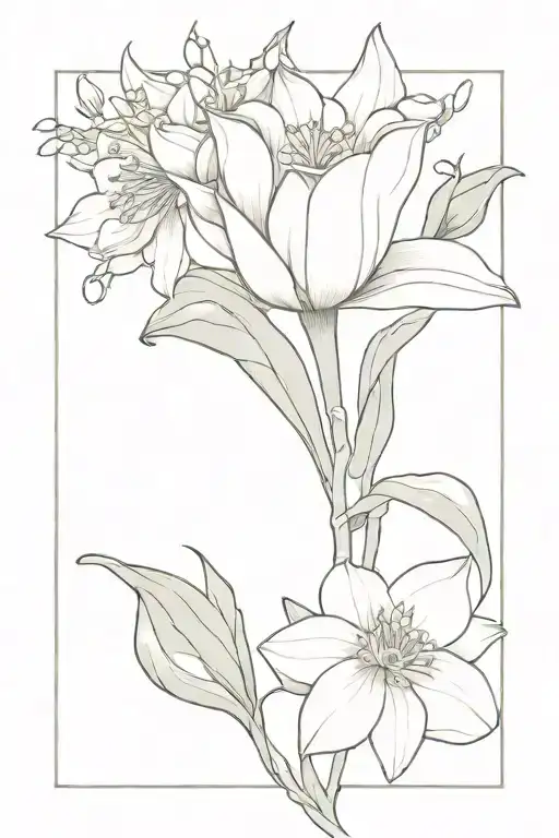 Big Daffodil And Rose With Small Lilly Of The Valley