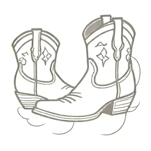 Small Smokey Mountain Cowboy Boot Tattoo Design
