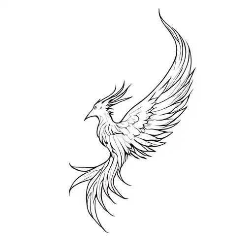 Phoenix And Minimal Back Tattoo Design