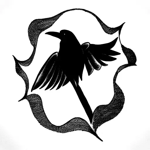 Raven Holding A Lily