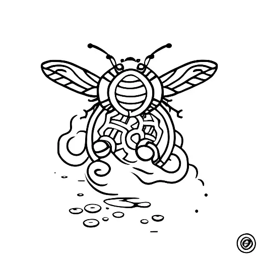 A Minimalist Tattoo Of A Beer Bottle And A Bee