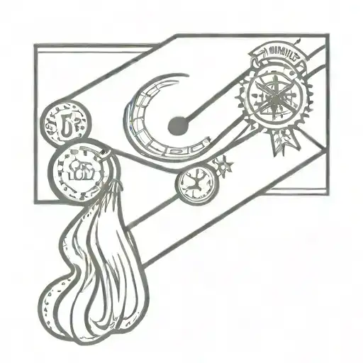 Graduation Cap With Money And A Clock And Road