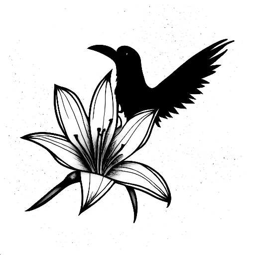 Raven Holding A Lily Flower