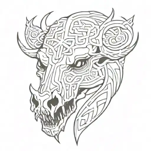 Celtic Boar Skull Angry