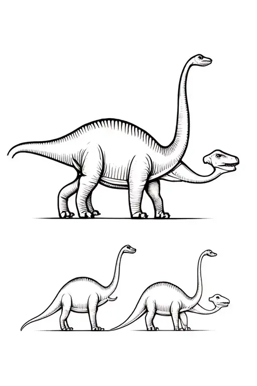 One Father Brontosaurus And One Son Brontosaurus