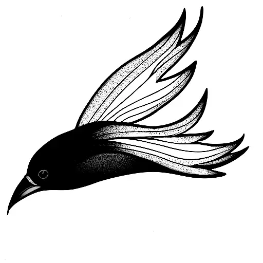 Lily Flower And Raven Bird