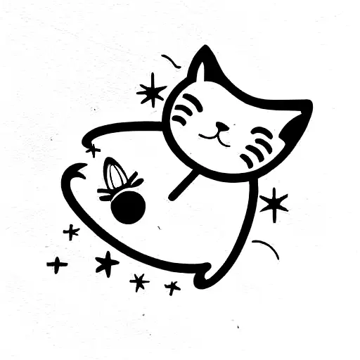 Space Cat Chasing A Bee