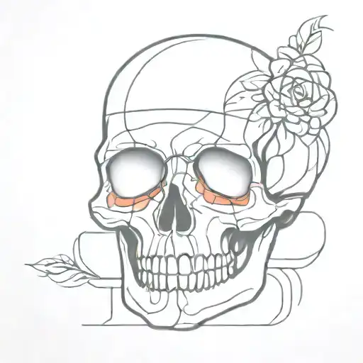 Colorful Skull Fine Line