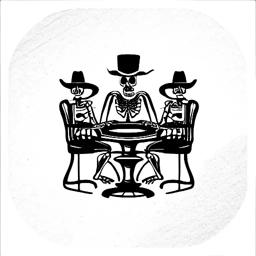 Poker Table Western Style With Skeletons
