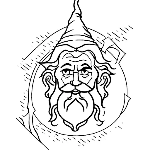 A Silhouette Of Gandalf Standing On A Mountaintop With The One Ring In His Hand