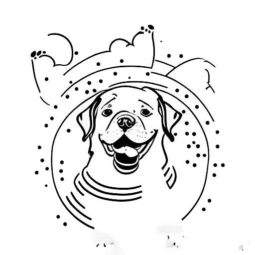 A Minimalist Tattoo Of A Boy Playing Fetch With His Dog