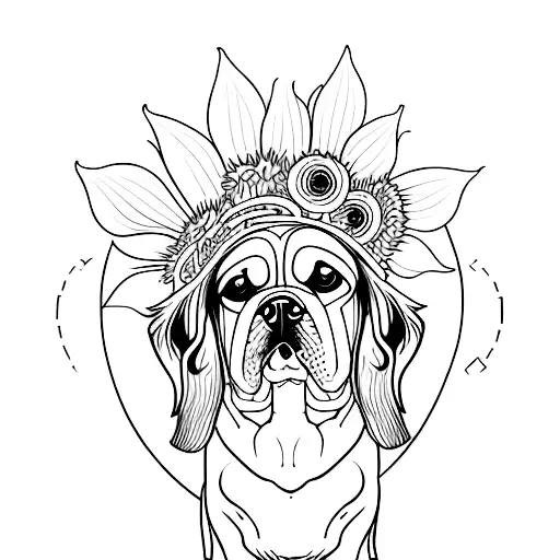 A Portrait Of Your Dog With A Sunflower Crown
