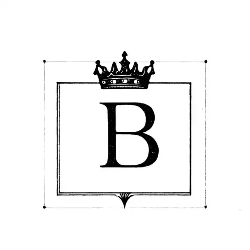 Letter B With A Crown On Top Inside Of A Square