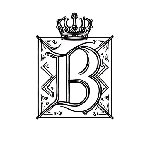 Letter B With A Crown On Top Inside Of A Square