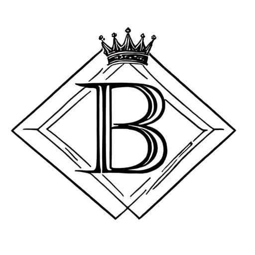 Letter B With A Crown On Top Inside Of A Square