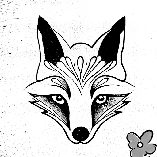 Fox With Sakura Flower