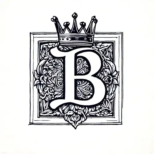 Letter B With A Crown On Top Inside Of A Square