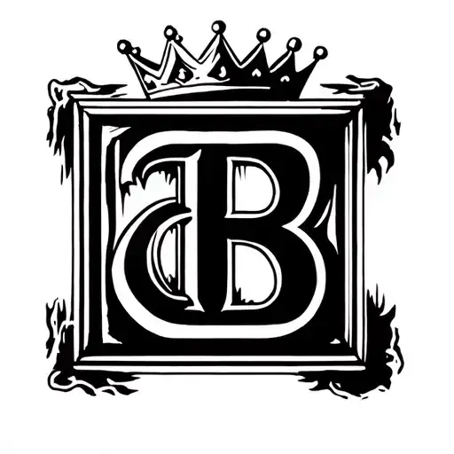 Letter B With A Crown On Top Inside Of A Square