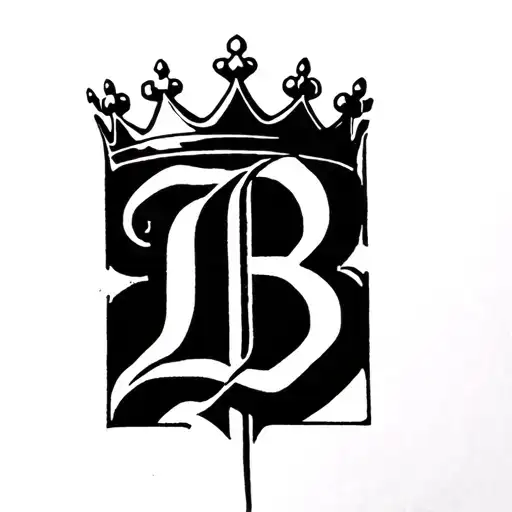 Letter B With A Crown On Top Inside Of A Square