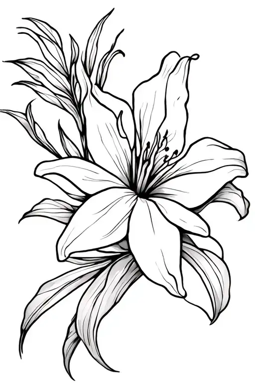 Simple Tiger Lily Tattoo Fineline