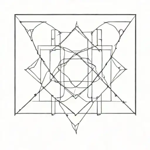 Line Drawing 4 Elements Intertwined