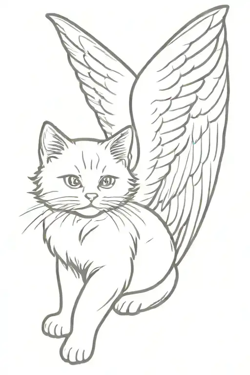 Persian Kitten Standing With Angel Wings