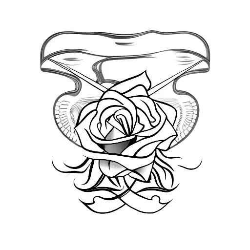 A Minimalist Tattoo Of The Scales Of Justice Intertwined With A Delicate Rose
