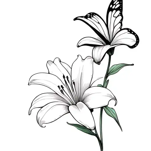 Stargazer Lily Flower With Semi Colon Butterfly