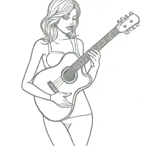 Guitar Shaped Like A Woman Posing