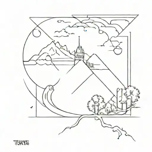 Travel And Creation Tattoo Design