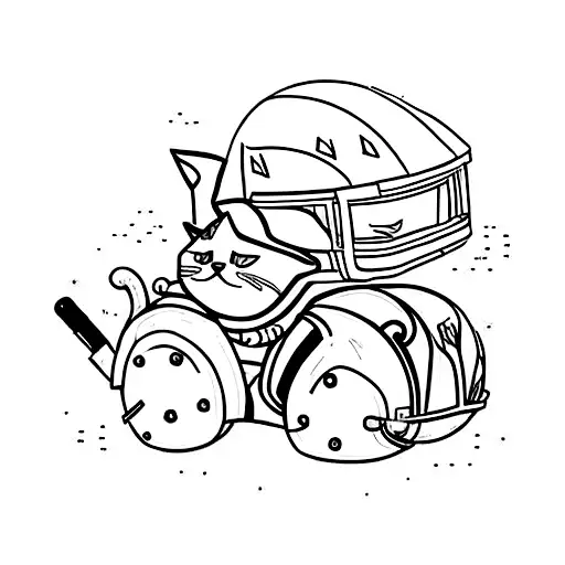 A Cat Wearing A Helmet And Riding A Motorcycle Through A Pixelated Gym