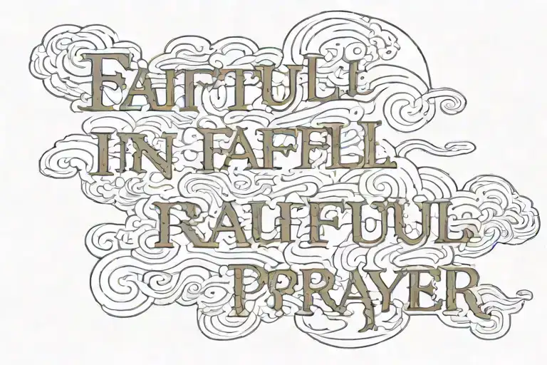 Words Faithful In Prayer Written Inside Clouds